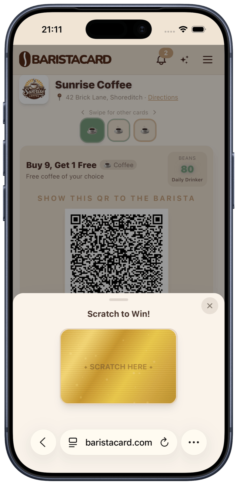 Scratch card with gold overlay